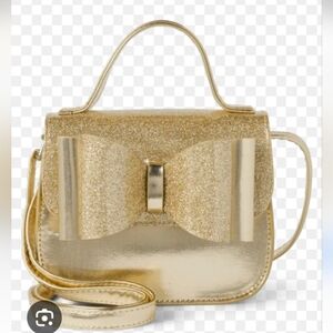 Gold Glitter Kids Bow Crossbody Bag NWT